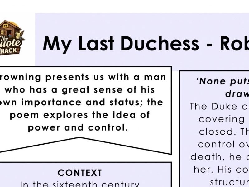My Last Duchess Revision Sheet (Power & Conflict) – AQA