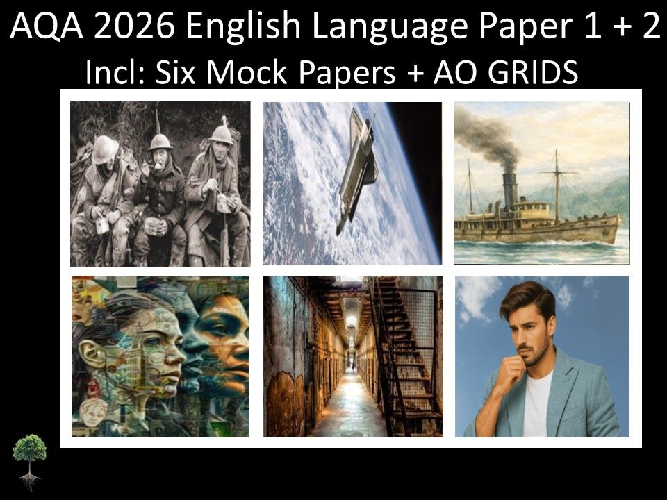 Six AQA 2026 English Language Paper 1 + 2 Mocks | AO Grids