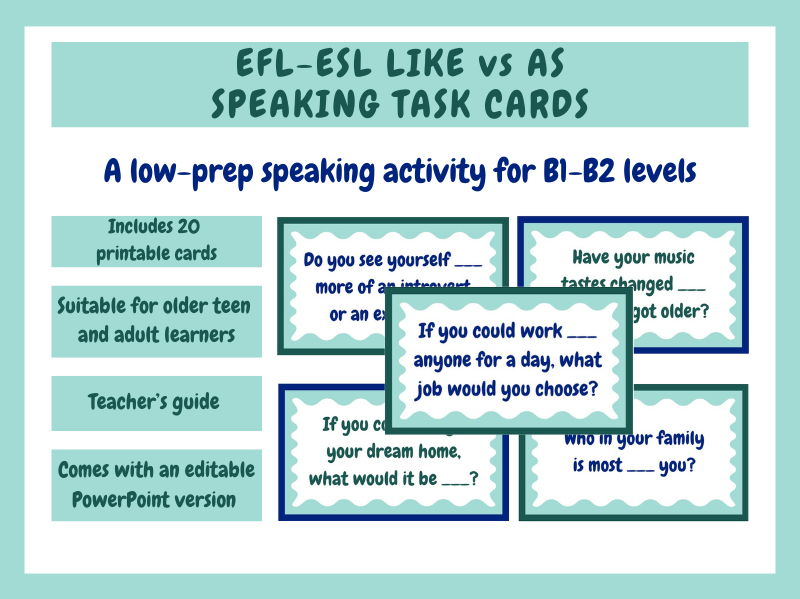 EFL-ESL Like vs As Speaking Task Cards