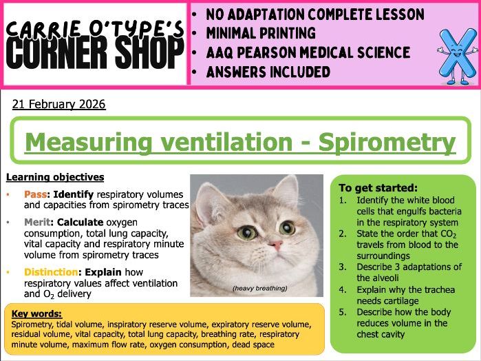 Spirometry & Measuring Ventilation - AAQ Pearson Medical Science
