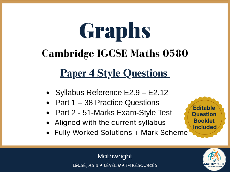 Cambridge IGCSE Maths 0580: Graphs | Paper 4 Calculator Practice & Test
