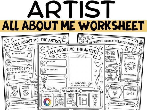 All About Me Artist Worksheet: Back to School Art Icebreaker & Activity