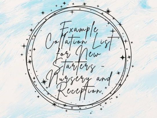 Example Collation List for New Starters - Nursery and Reception