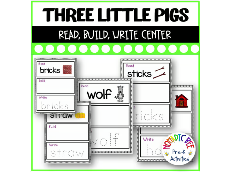 'Three Little Pigs' Read, Build & Write Literacy Center