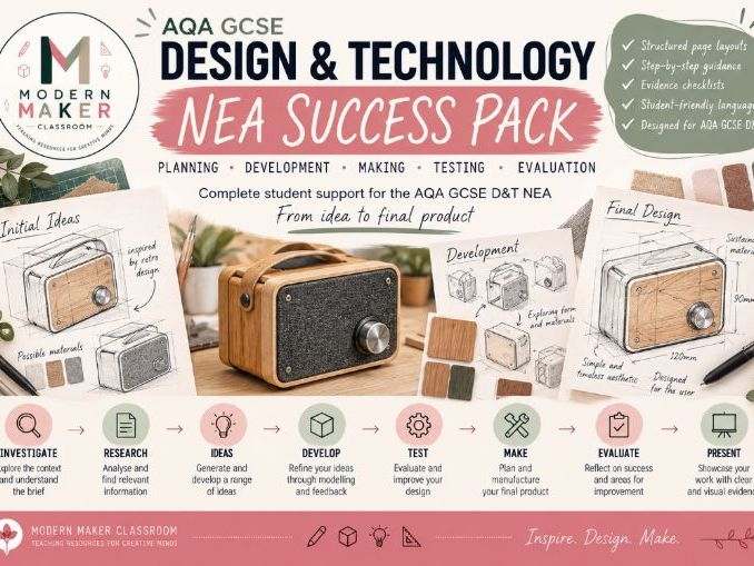 AQA GCSE Design & Technology NEA Success Pack | Planning, Development & Evidence Support
