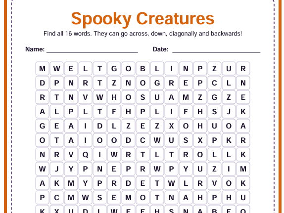 20 Halloween Word Searches – KS2 Spooky Activity Pack with Answers