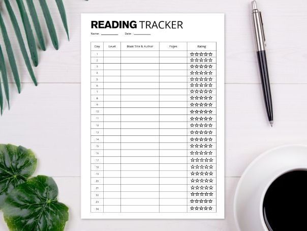 Reading Tracker Printable for Students | 24 Day Reading Log & Progress Tracker