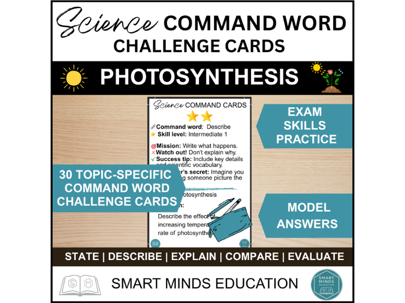 PHOTOSYNTHESIS COMMAND WORD CARDS | SCIENCE EXAM PRACTICE WITH MODEL ANSWERS