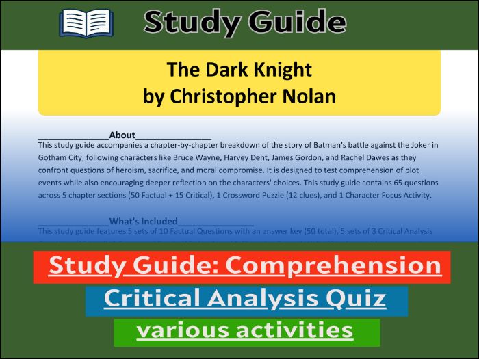 Study Guide for :The Dark Knight by Christopher Nolan | Comprehension Test