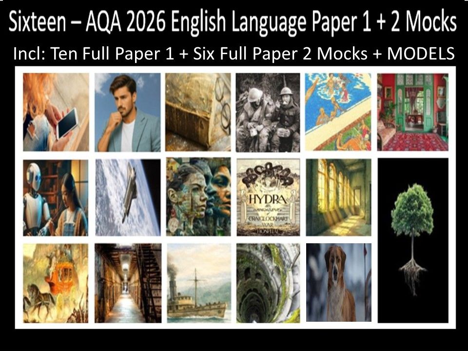 Sixteen AQA 2026 English Language Paper 1 + 2 Full Mocks | MODELS
