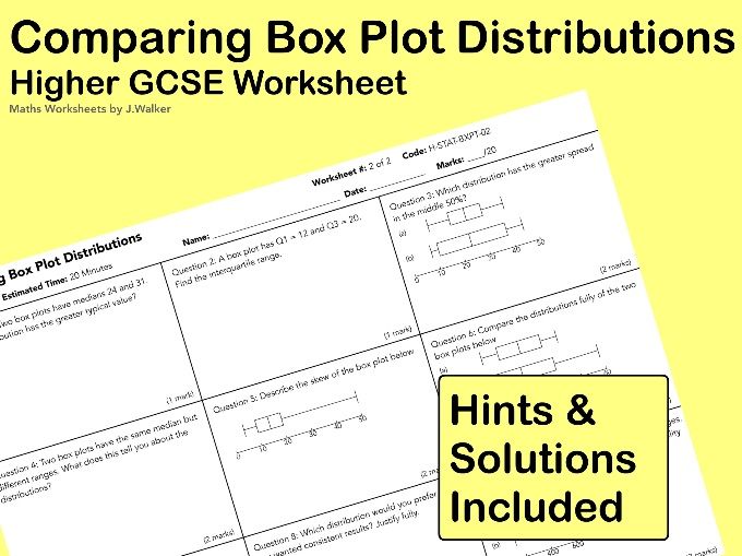 GCSE Maths Worksheet: Comparing Box Plot Distributions - Higher Tier