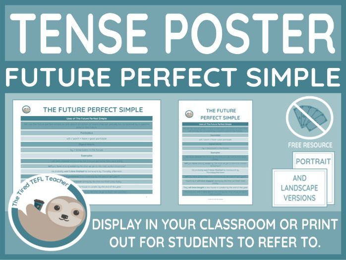 ESL Tense Poster - The Future Perfect Simple