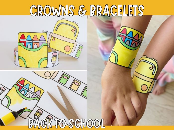 Back to School Bracelets & Crowns - Printable Craft for Kids