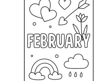 February Monthly Bookmark Template Colouring Sheet
