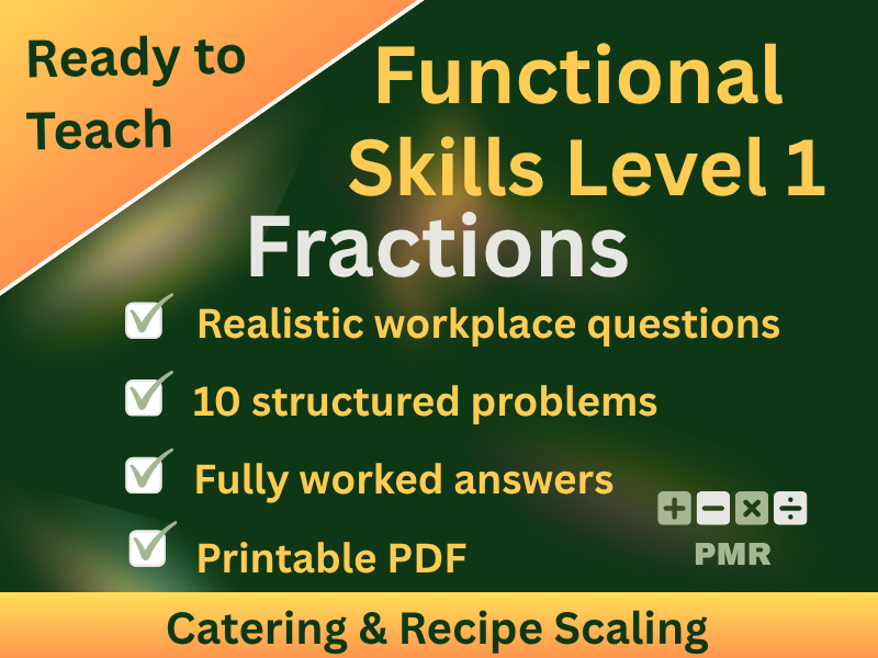 Functional Skills Fractions L1 Worksheet