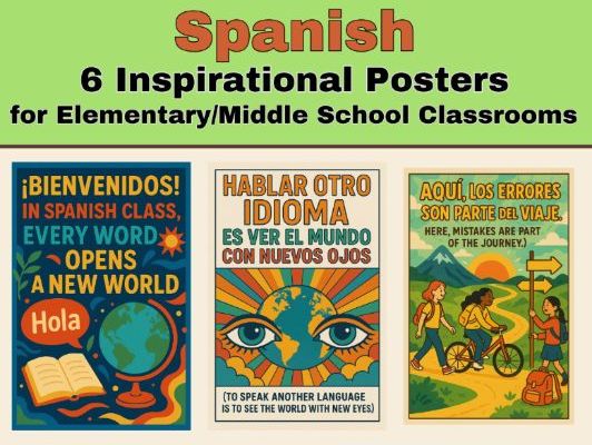 5 Inspirational Posters about Spanish Classes 18" X 24"