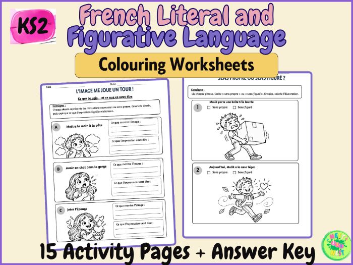 KS2 French Figurative Language Colouring Worksheets