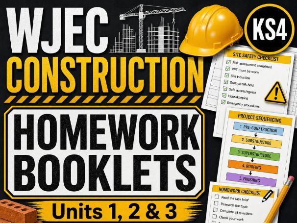 WJEC Construction Homework Booklets | Units 9811, 9812 and 9813 | Student Booklets and Answers