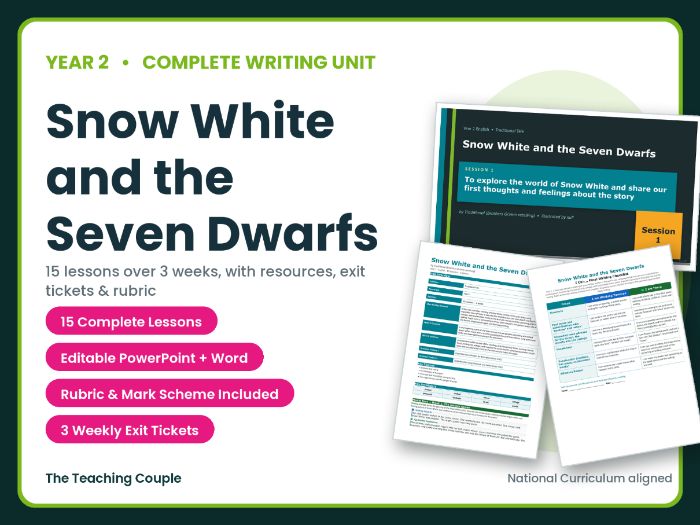 Snow White and the Seven Dwarfs | Year 2 English Unit | 15 Complete Lessons + Resources
