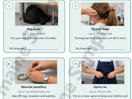 EAL Visual Instruction Cards for Practical Lessons: Food Safety and Kitchen Routines (Free)