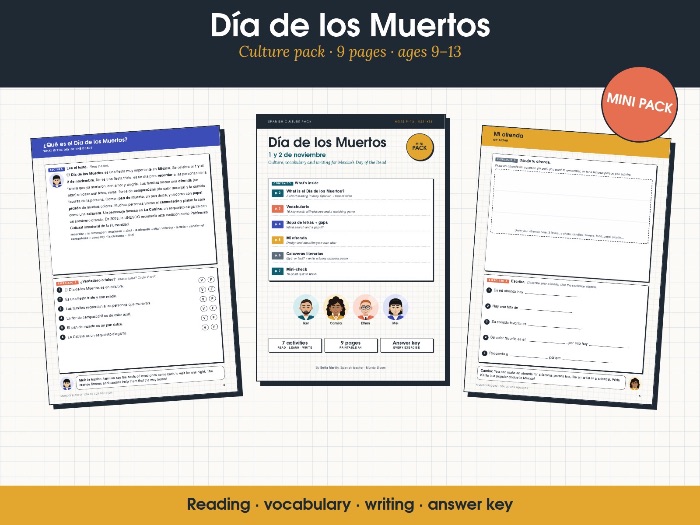 Día de los Muertos Spanish Culture Pack: Reading, Vocabulary, Ofrenda and Calaveras (KS2/KS3)