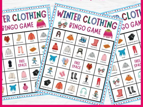 No Prep Winter Clothing Bingo Game | ESL Seasonal Holidays Clothes Activities