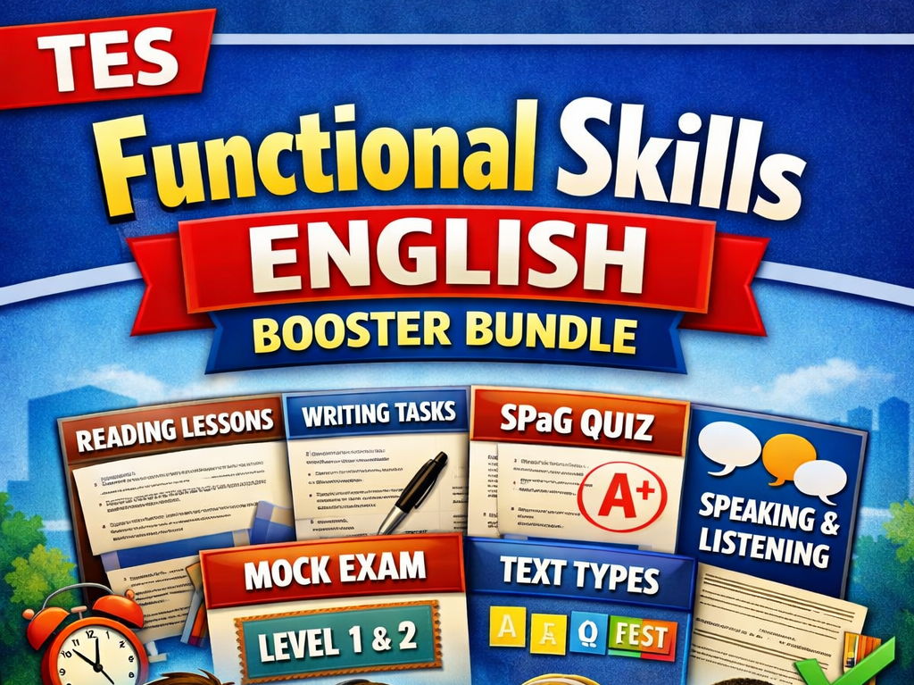 Functional Skills English Booster Bundle – Reading, Writing & SPaG Lessons + Exam Practice