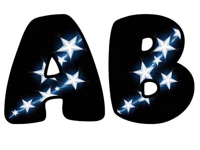 Black and Blue Stars Space Classroom Display | Lettering Set | Upper & Lowercase, 0-9 and Signs