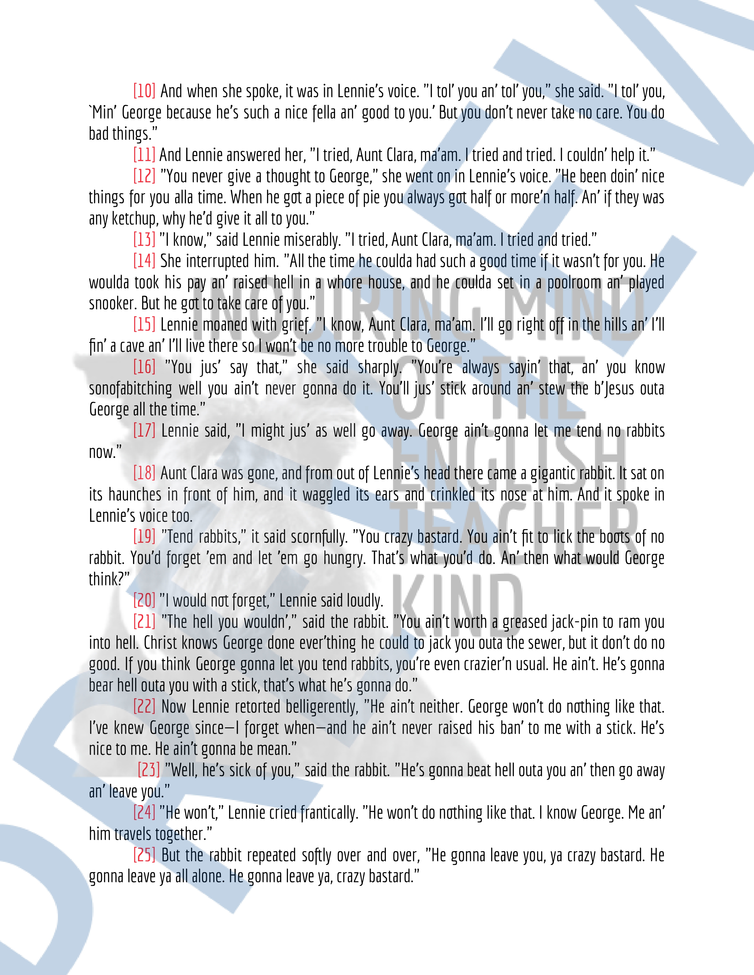 Of Mice and Men Chapter 6 Novel Analysis Worksheet | Close Reading ...
