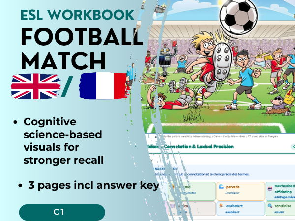 Football  ESL Picture Description Workbook | C1 English + French