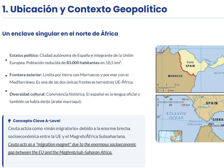 Ceuta 2026 - La grave crisis migratoria  (Spanish A level immigration)