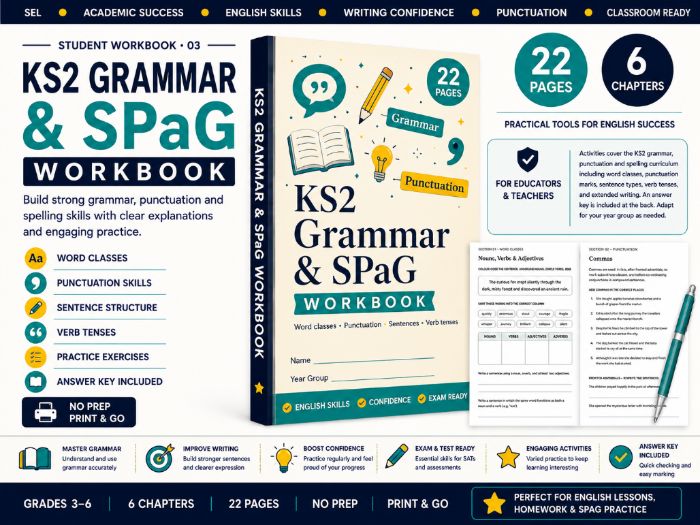 KS2 Grammar & SPaG Workbook | Year 3–6 English Grammar Activities with Answer Key