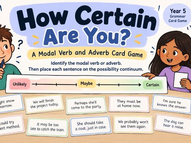 How Certain Are You? – Modal Verbs and Adverbs Card Game | Year 5 Grammar