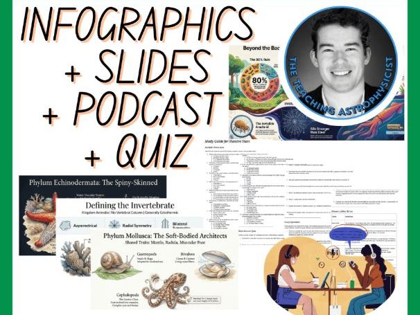 Invertebrates | Infographics + Slides + Podcast + Quiz | Biology Set