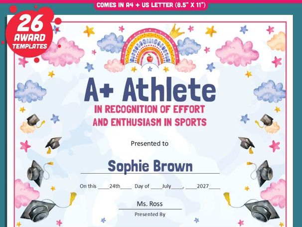 Editable End-of-Year Awards for Preschool, TK, Pre-K, Kindergarten, and 1st Grade