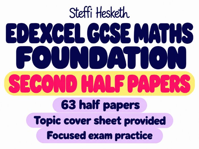 Edexcel GCSE Maths Foundation Second Half Papers – 63 Pack