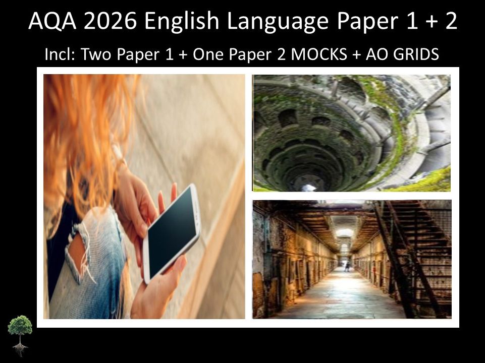 Three AQA 2026 GCSE English Language Paper 1 + 2 Mocks | AO GRIDS