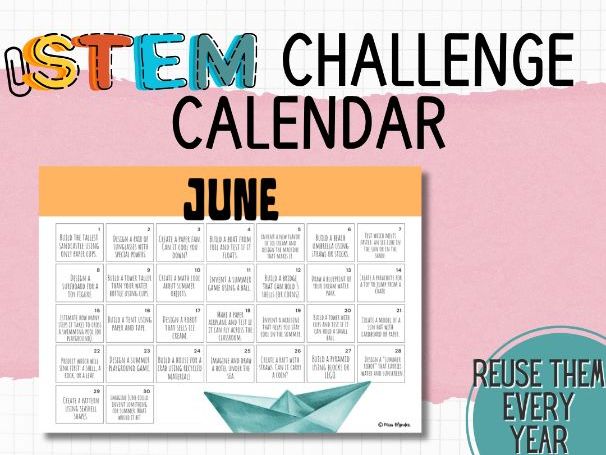 STEM Challenge Calendar – June | Daily STEM Activities for Primary & ESL
