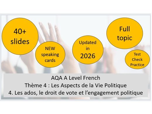 AQA A Level French – Les ados, le droit de vote et l’engagement politique FULL TOPIC