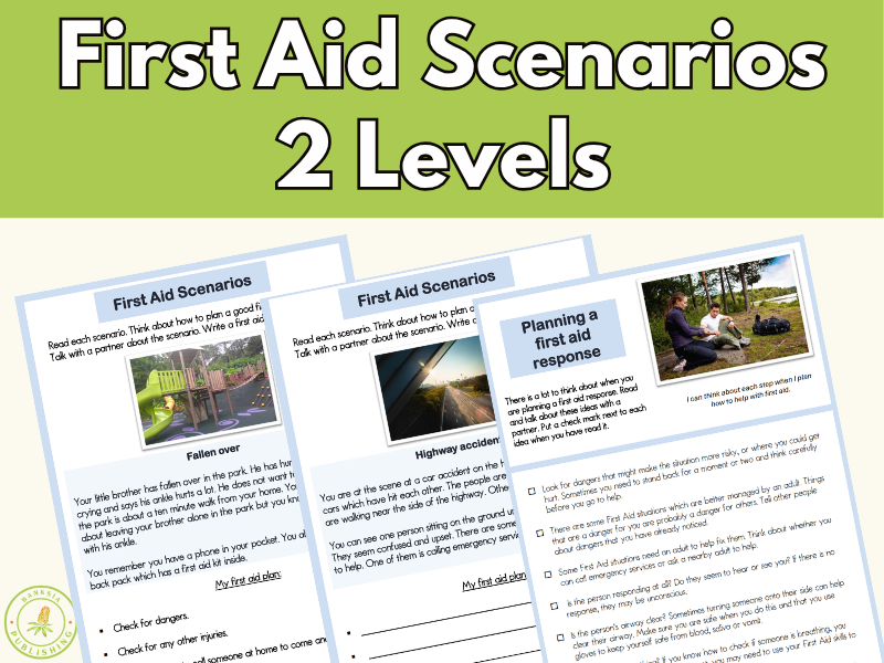 First Aid Scenarios Worksheets for HPE High School and Adult Learners