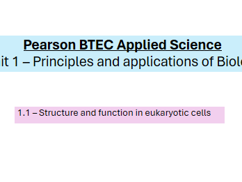 1.1 Structure and function in eukaryotic cells