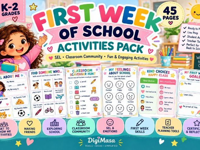 First Week of School Activities K–2 | Back to School SEL & Classroom Community
