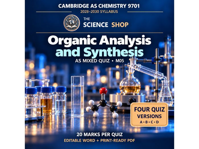 AS Organic Analysis and Synthesis | Cambridge AS Chemistry 9701 | 4 Revision Quizzes
