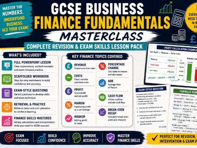 GCSE Business Finance Fundamentals Masterclass – Complete Revision & Exam Skills Lesson Pack