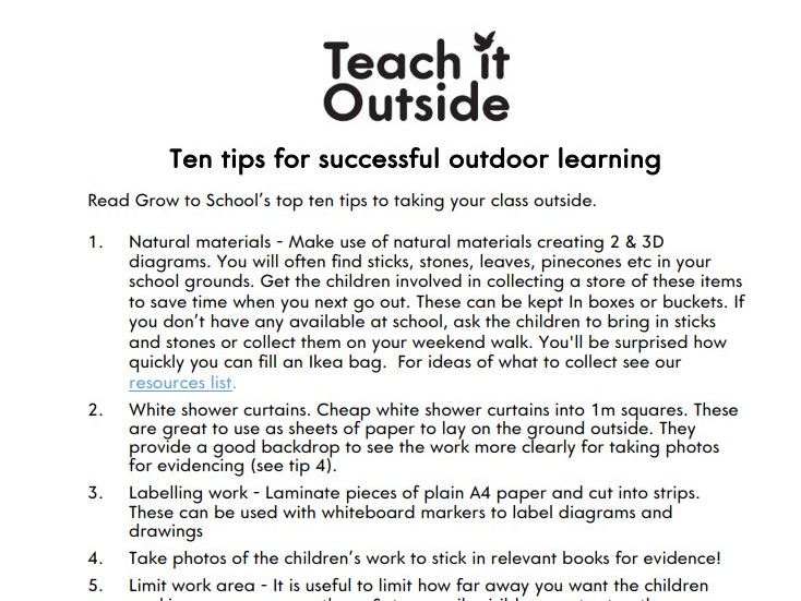 Top ten tips for outdoor learning