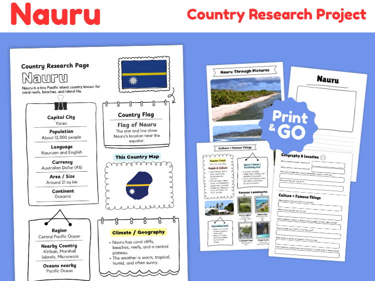Nauru Country Research Project | Geography & Culture Worksheets