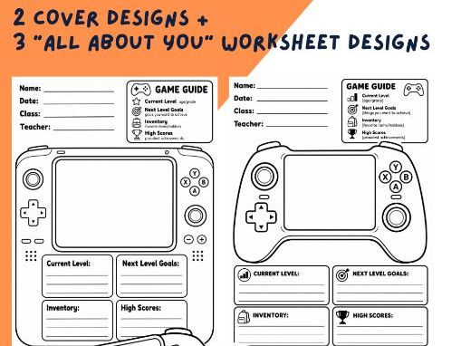 All about me - Game Console bulletin board design and worksheets