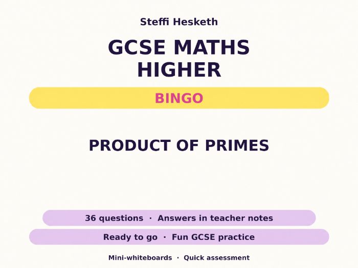 Product of Primes GCSE Maths Higher Bingo