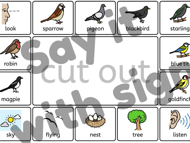 Garden Birds Visual Communication Board