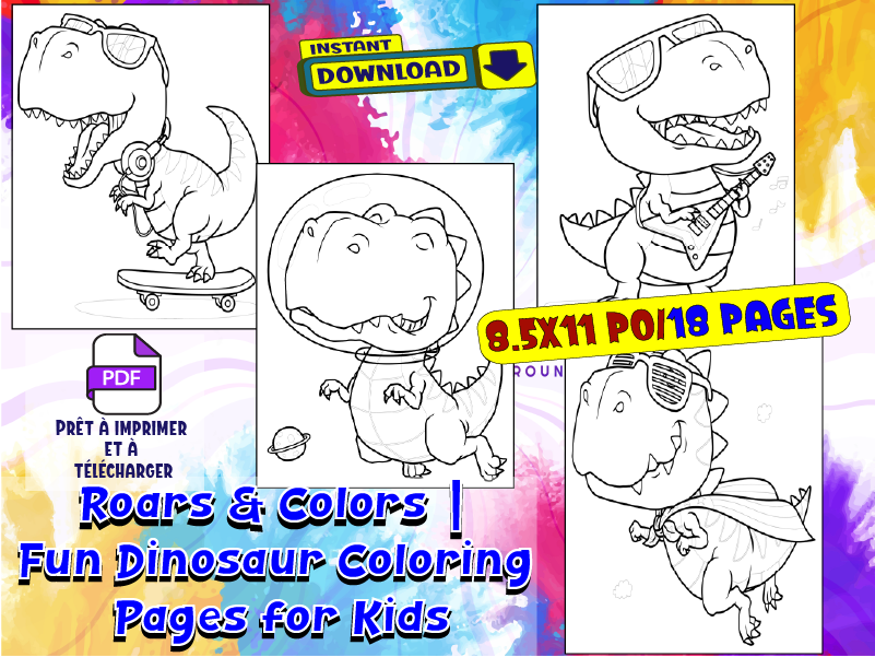 Roars & Colors-Fun Dinosaur Coloring Pages for Kids